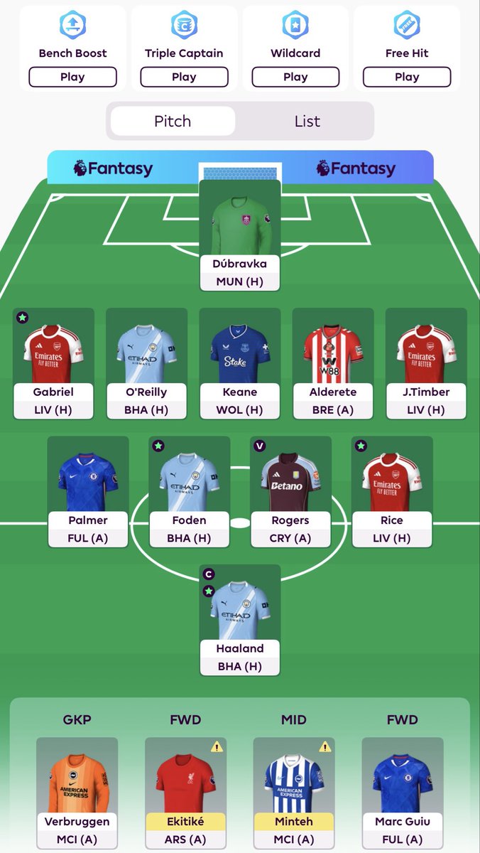 GW 21 🔒
Virgil ➡️ Gabriel 
Saka ➡️ Palmer (-4) 
£0.7 itb

🤖©️

🌏 497k

Was very tempted to Wildcard, let’s see how that decision plays out 

Go well! 🤞 
#FPL #FPLCommunity