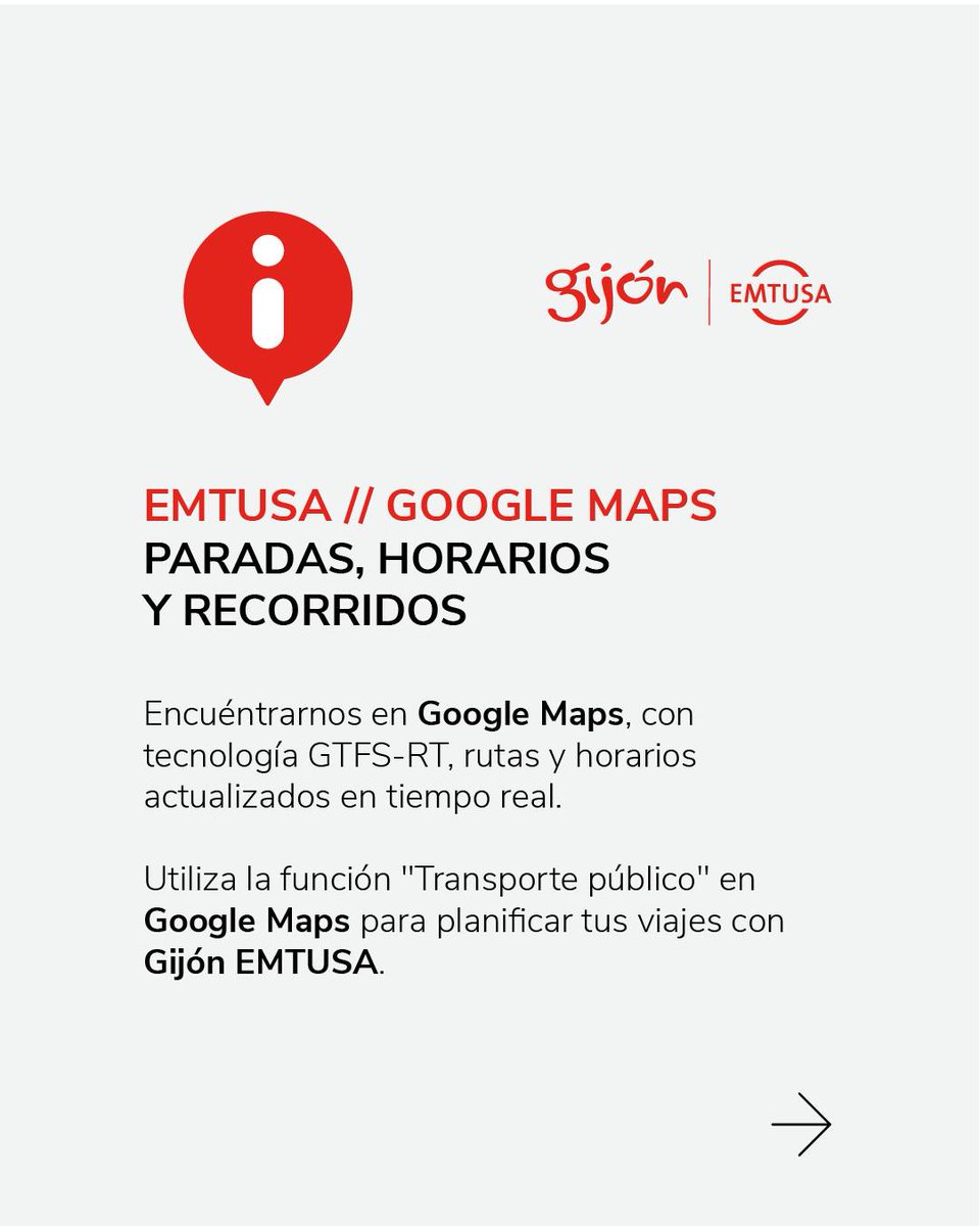 GijonBus's tweet photo. #EMTUSAconecta
🚍✨ ¿Has probado la integración de paradas y rutas de EMTUSA en Google Maps 📍🚌?
Ahora puedes:
😀 Consultar horarios actualizados al minuto
😲 Ver en tiempo real dónde está tu bús
🧐 Planificar rutas más eficientes
🙃 Evitar esperas innecesarias https://t.co/fOAm2mim3d