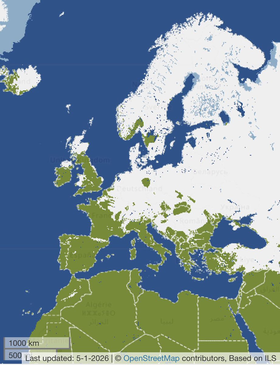 onlmaps's tweet image. Snow cover in Europe on January 5th, 2026 had the largest extent since January 2019