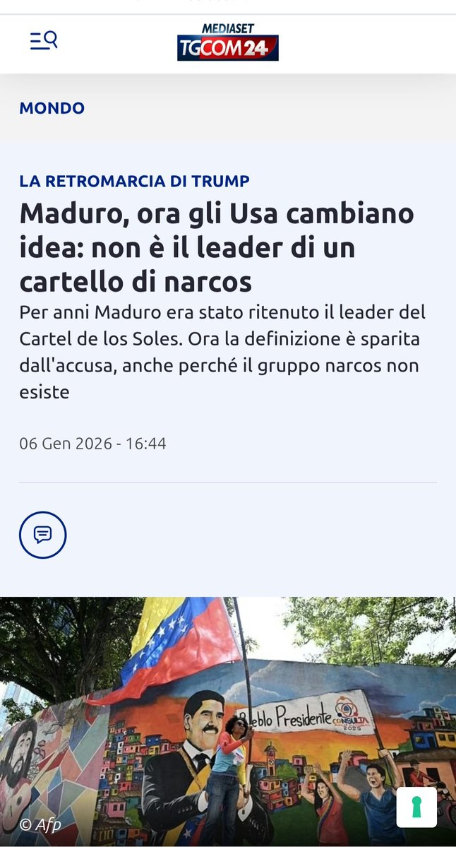 Notizia tratta da Tgcom 24 di Mediaset.