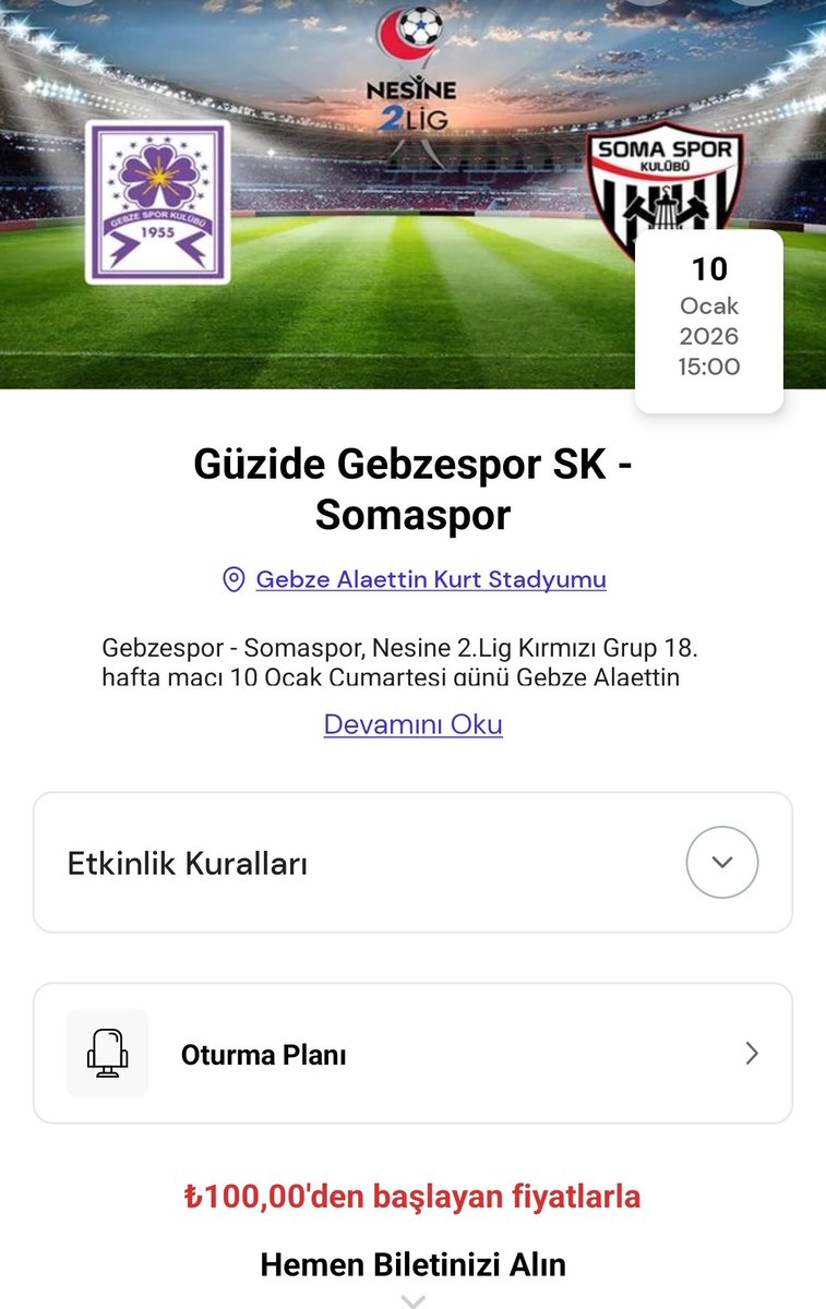 📢 Gebzespor - Somaspor maç biletleri passoligde satışa çıktı!