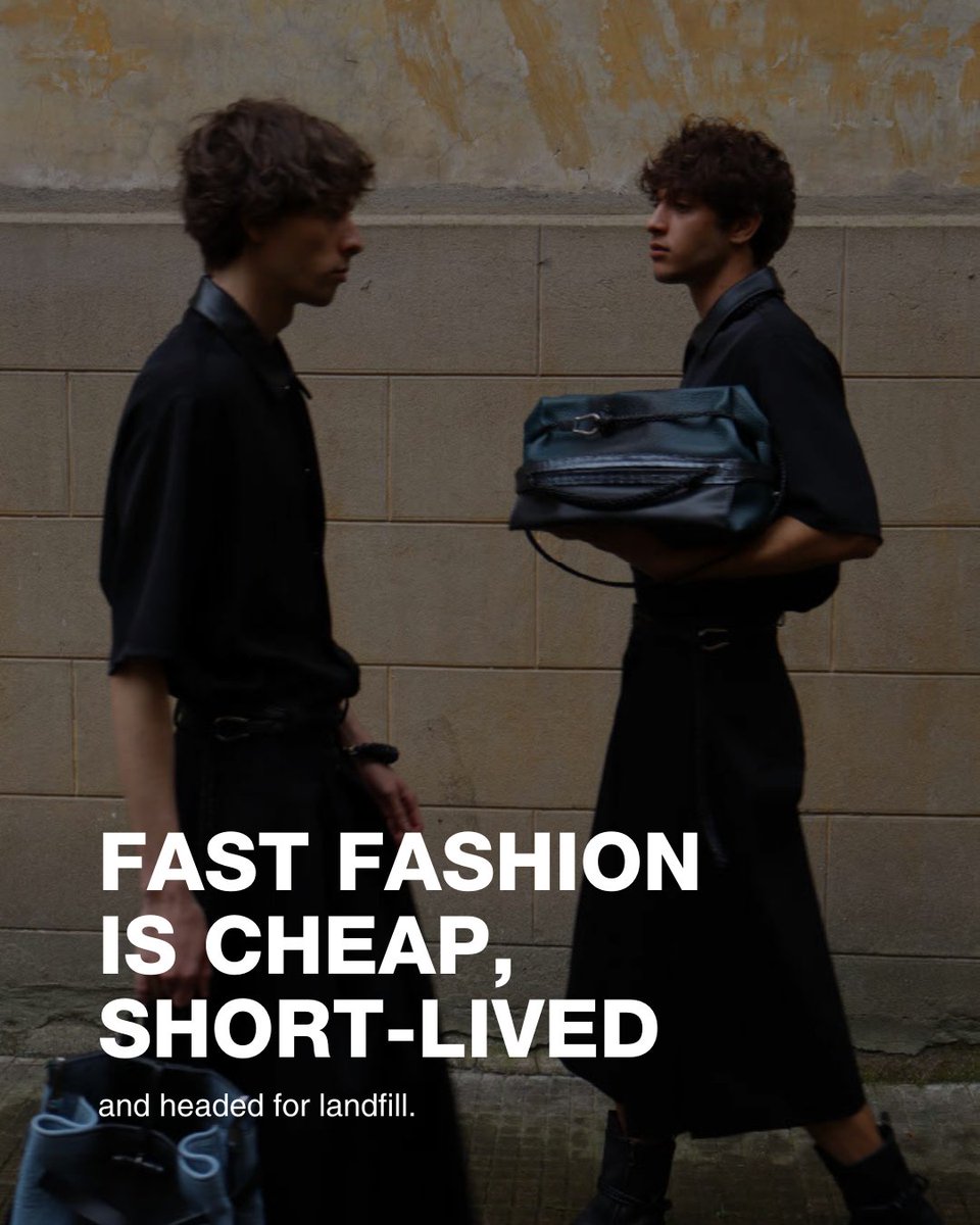 _Real_leather_'s tweet photo. Fast fashion fuels waste. But it doesn’t have to be this way.

Real leather is made to last, repair and reuse - not to end up in landfill.

Good design should be worn, not thrown.
#RealLeatherStayDifferent #AntiThrowaway #ChooseRealLeather #RLSD2026 #SlowStyle https://t.co/SPoXeG8ZvV