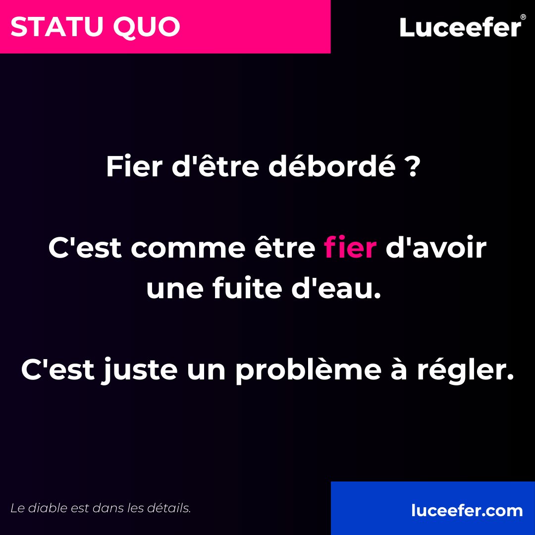 arnoshore's tweet image. Être débordé est souvent vu comme un signe de succès.
C'est une erreur. C'est juste un symptôme de désorganisation . Le vrai succès, c'est la maîtrise.
#Productivité #Organisation