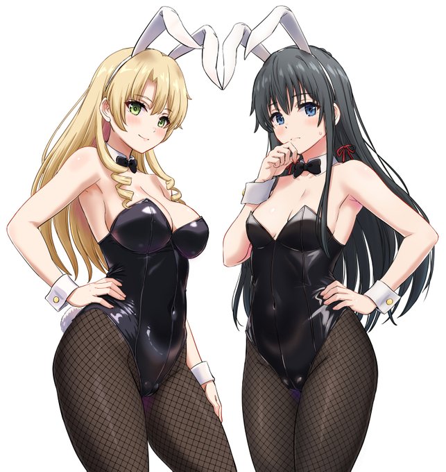 サークルカットで描いてたバニーあーしさん塗れたのでゆきのんと