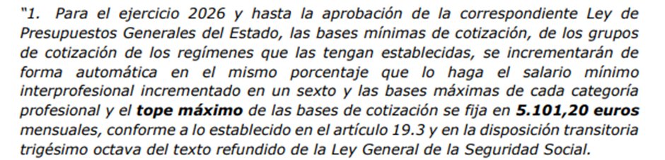 info_TGSS's tweet photo. Tope máximo y mínimo bases de cotización:
📢 Novedades 2026: El RDL 16/2025 fija los topes máximo y mínimo de las bases de cotización para este año. Consulta todos los detalles: 👉https://t.co/TYbmL3Td4W https://t.co/DKADYROSyq