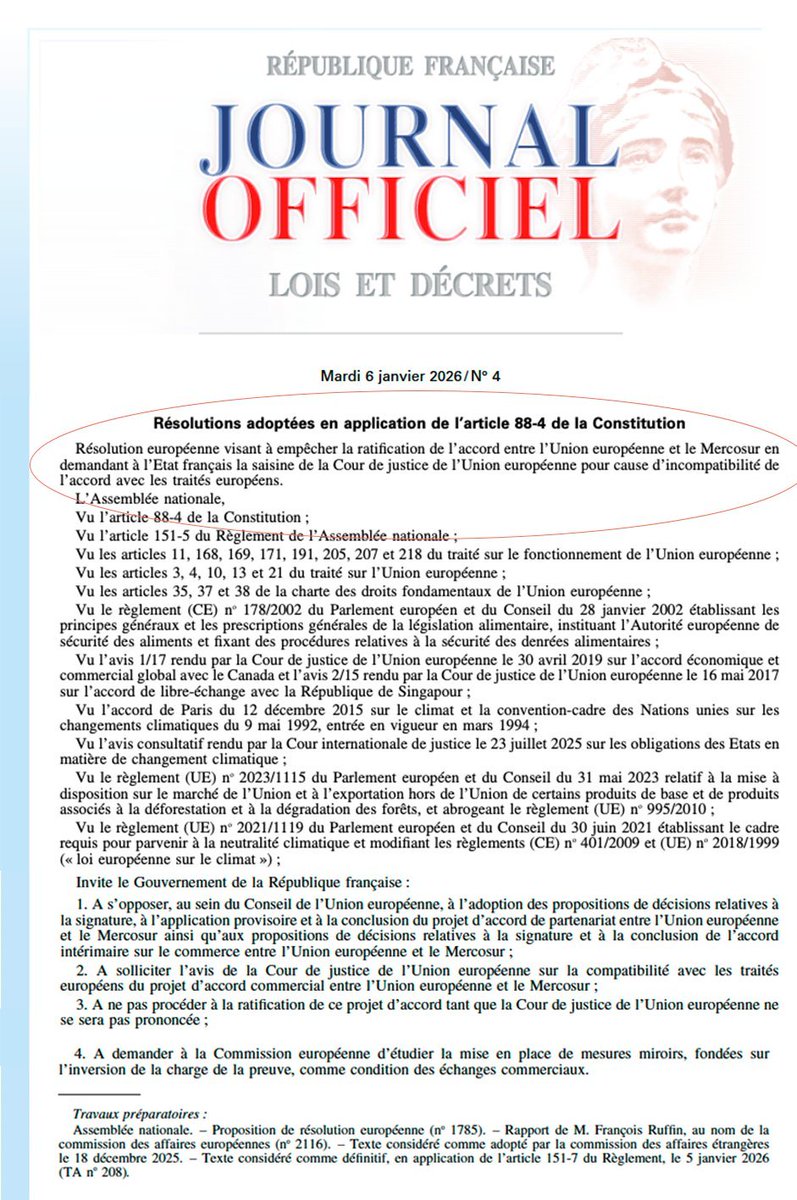 Fransa'dan Mercosur Anlaşmasına Fren...

Fransa Ulusal Meclisi (parlamento) dün aldığı karar ile hükümete antlaşmanın bloke edilmesi tavsiyesinde bulundu.
Gerekirse Avrupa Adalet Divanına götürülmesini talep etti. 

Gerekçe olarak ise tarım ve çevrenin korunması ana başlığını