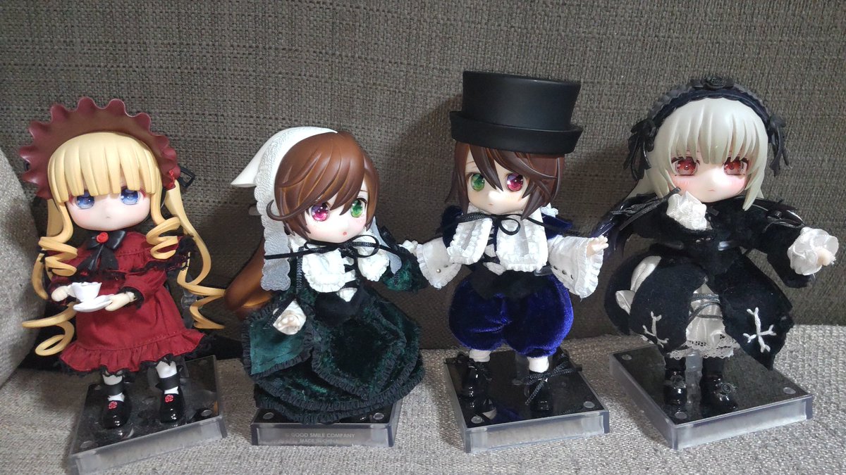 【未開封4体セット】ローゼンメイデン ねんどろいど 真紅 水銀燈 翠星石 蒼星石 ねんどろいどどーるローゼンメイデン 市販の真紅、以下自作の水銀燈