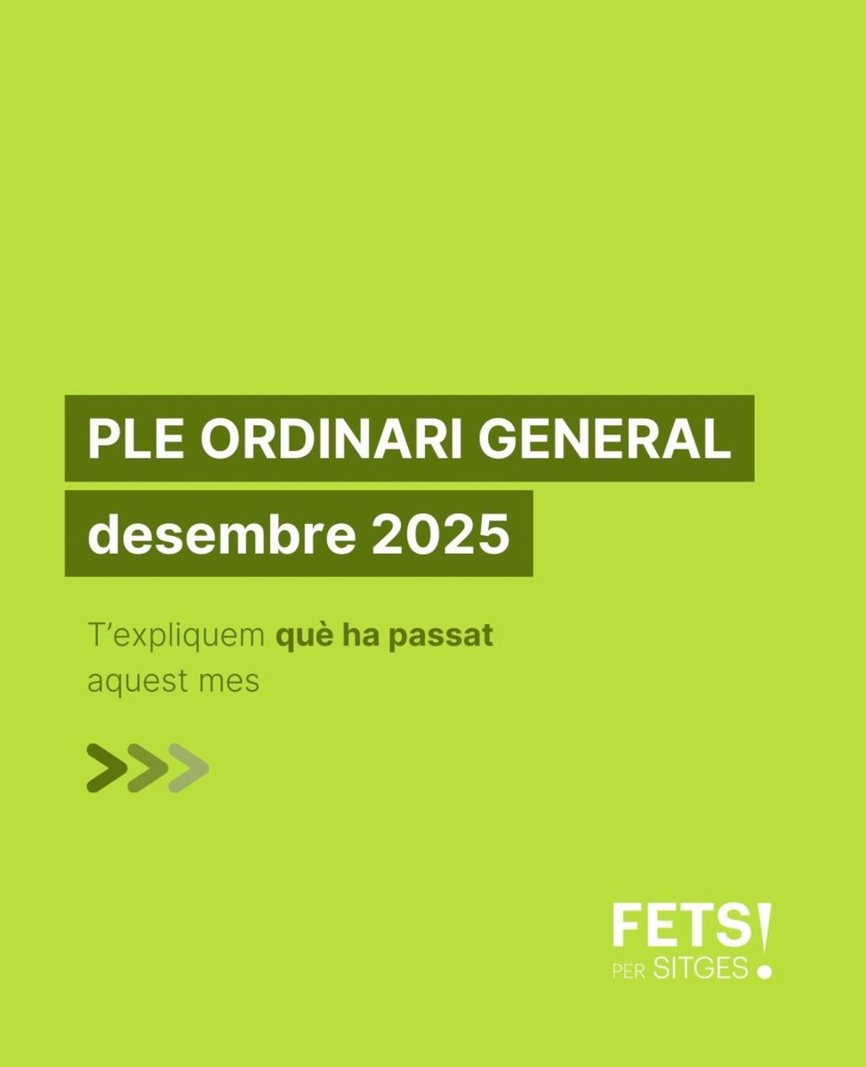 Al Ple de desembre, es van prendre decisions. que marquen l’inici d’aquest nou any a Sitges. Volem explicar amb transparència què es va aprovar i quina va ser la nostra posició.
Comencem l’any amb la mateixa manera de fer:
✅ claredat
✅ responsabilitat
✅ compromís amb Sitges