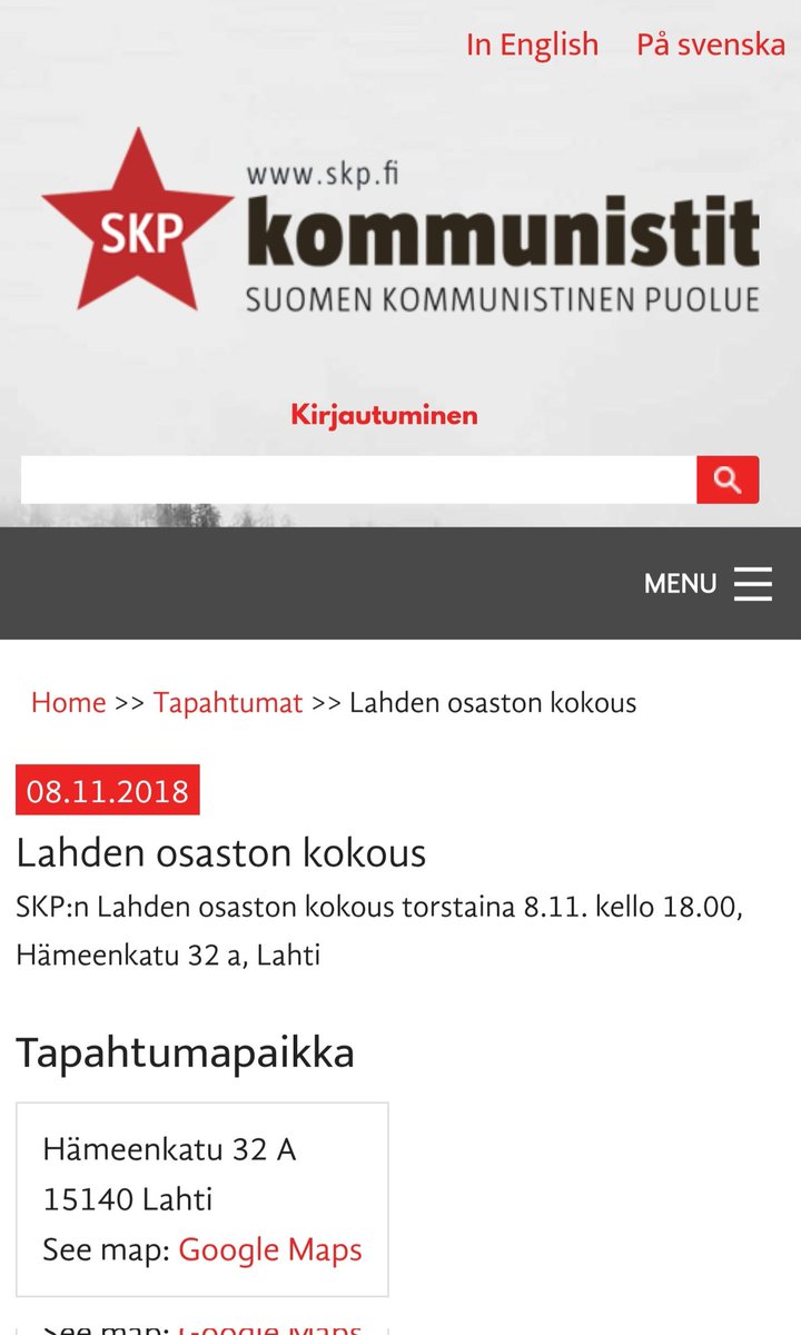 Pitääkö Suomen Kommunistinen Puolue kuinka säännöllisesti kokouksia tiloissanne ja pitävätkö he niitä siellä luvattomasti?