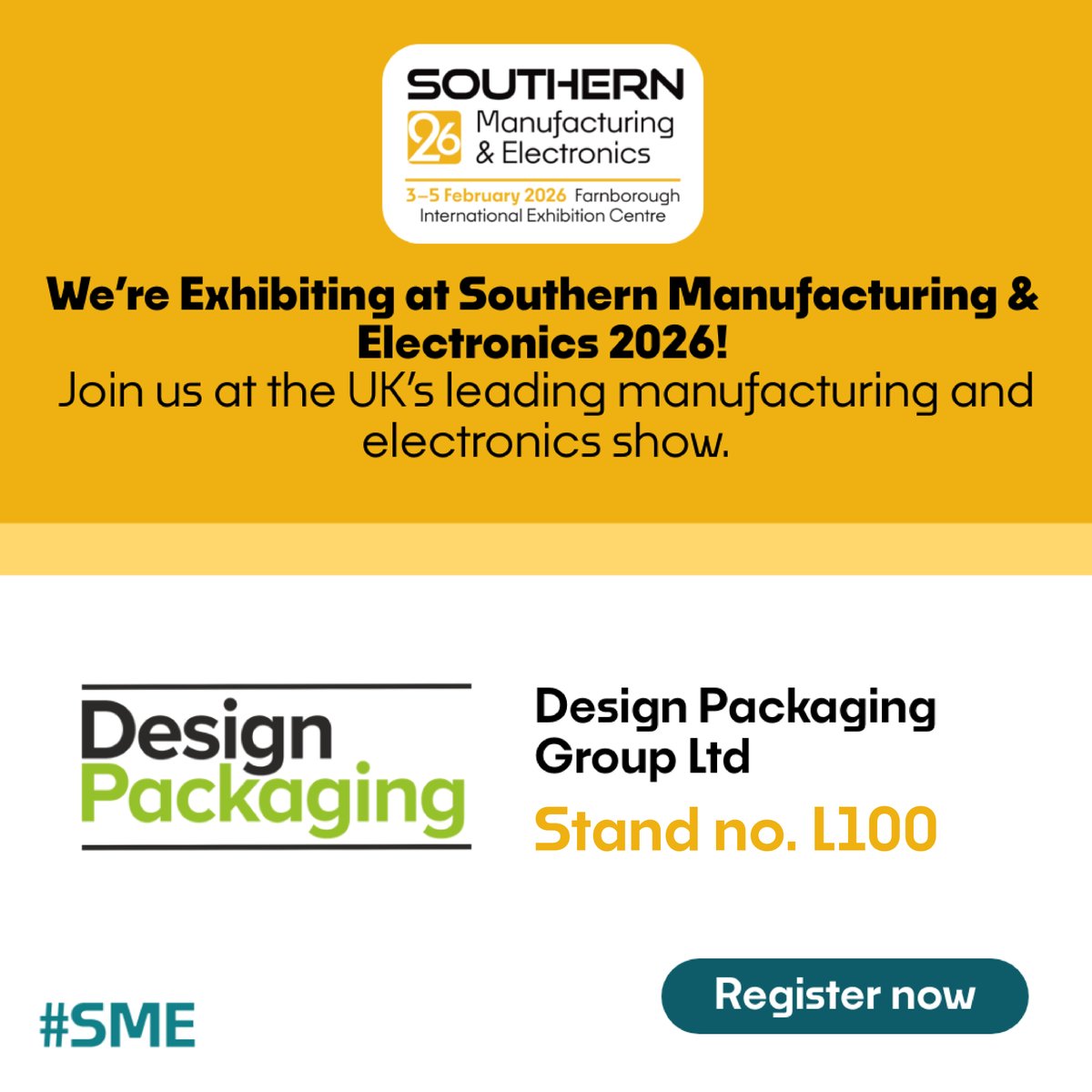 January marks the start of the countdown to Southern Manufacturing &amp; Electronics 2026, and we’re excited to be exhibiting once again!

📍 Farnborough International Exhibition Centre
📆 3rd – 5th February 2026
🔎 Stand L100

We’d love to see you there! 👋

#SouthernManufacturing