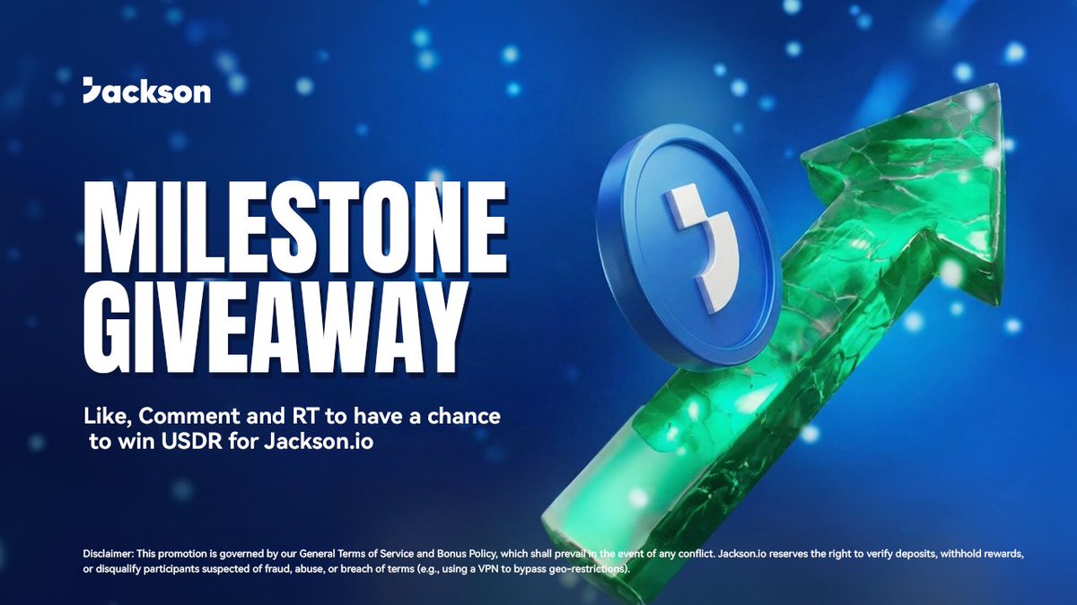 JacksonProtocol's tweet image. To celebrate JacksonLP hitting 11M TVL and the spectacular growth of $JACKSON, we’re celebrating with the community that made it possible 💪💙

💰 500 USDR GIVEAWAY
🏆 50 Winners × 10 USDR each

How to Join:
✅ Follow @JacksonProtocol
❤️ Like &amp;amp; Retweet this post
💬 Comment with:…