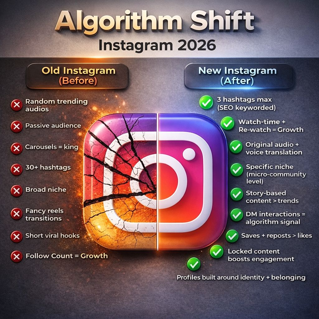 PericlesVenture's tweet photo. Instagram’s 2026 algorithm now rewards attention, relevance, and value — not just reach and likes.

Here’s what’s changed 👇

#InstagramTrends #ContentStrategy #CreatorEconomy https://t.co/8dMUFyA0I0