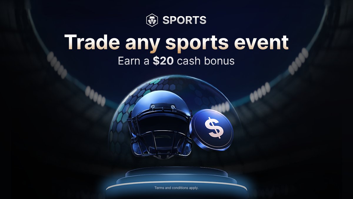 Get a $20 bonus when you start trading on https://t.co/vCNztATkNg Sports  🏟️ $100 worth of sports events are all it takes! 💡 First 10,000  first-time traders win 📅 Jan 7 - 12