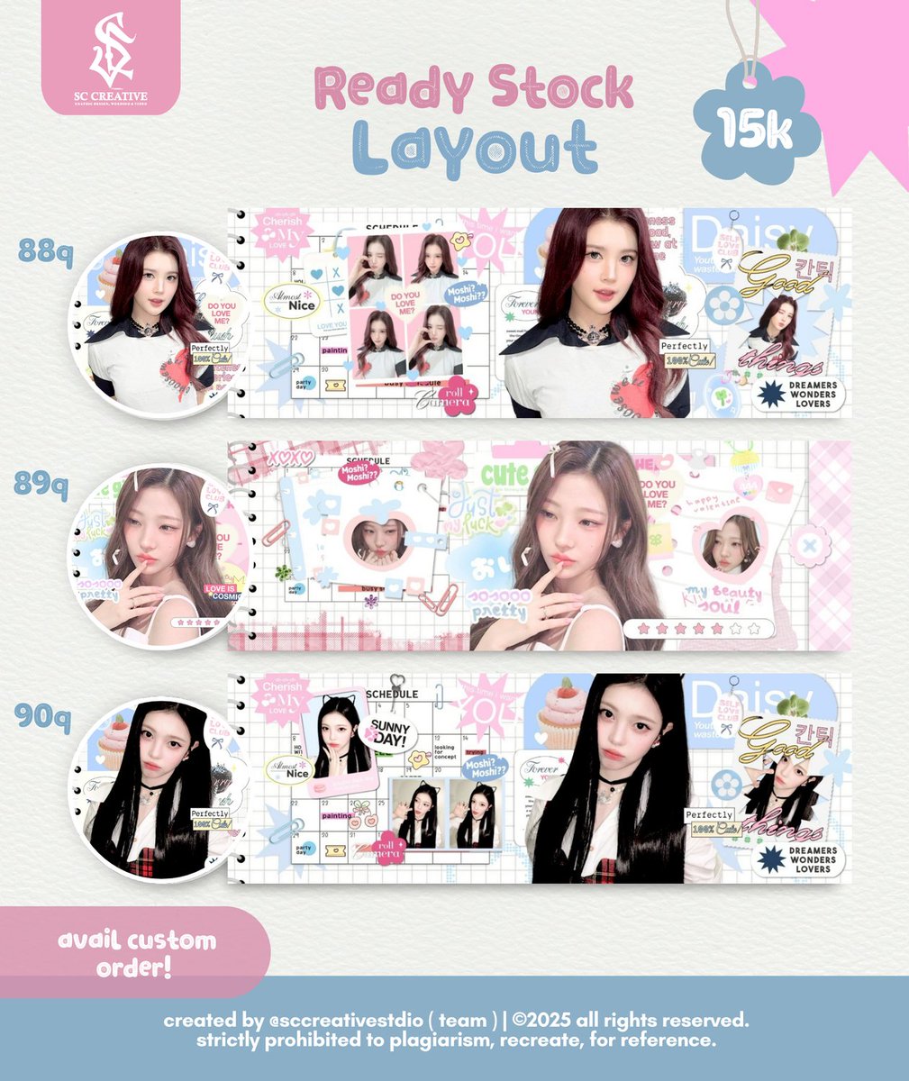 SCCREATIVEarts's tweet image. Help retweet? thank u 💗
Haloo, aku punya layout cute ready stock dari Carmen, Ian, Stella &amp;amp; A-na 😻

Yok jemput layoutnya sekarang di @sccreativestdio sebelum kehabisan ✨
#zonauang #zonaba