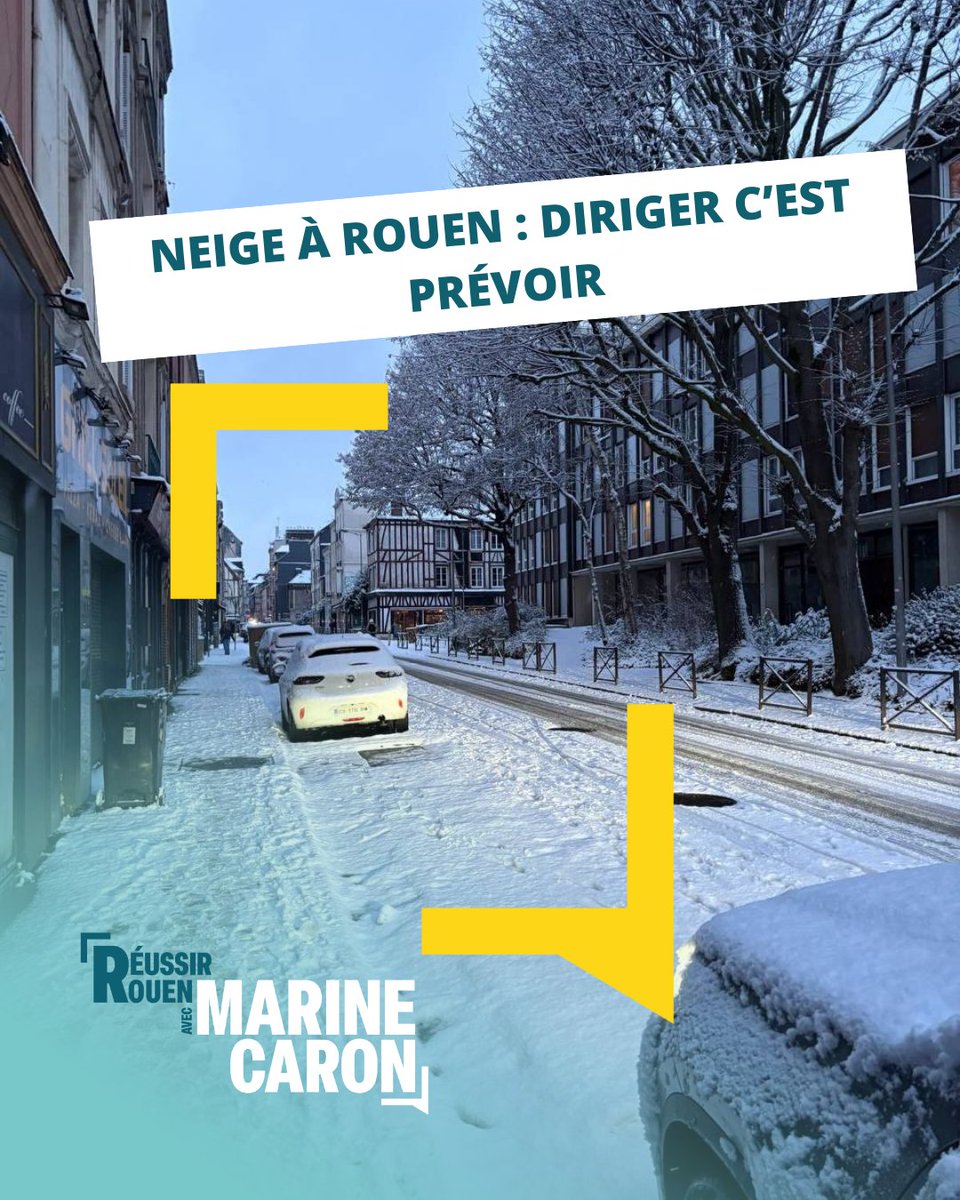 ❄️ Depuis plusieurs jours, la neige tombe sur #Rouen et les témoignages de difficultés se multiplient : salage insuffisant, manque d’anticipation, bacs de sable vides, accidents… La sécurité du quotidien interroge. Pourtant, diriger, c’est prévoir, organiser, anticiper !