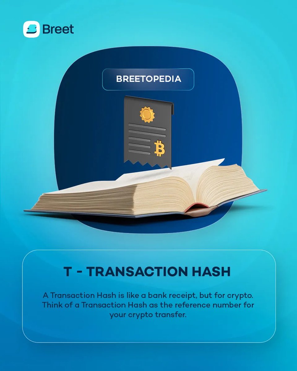 Did you know crypto transfers come with reference numbers too? We just call  it Transaction Hash. #Breetopedia #TransactionHash #Crypto #Breet