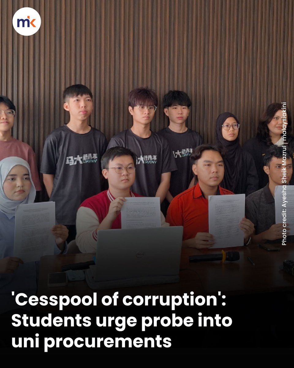 A group of students from multiple public universities has urged the MACC and the Higher Education Ministry to investigate alleged corruption within procurement systems at universities nationwide.

Speaking during a press conference at Rumah Mandiri in Petaling Jaya today,