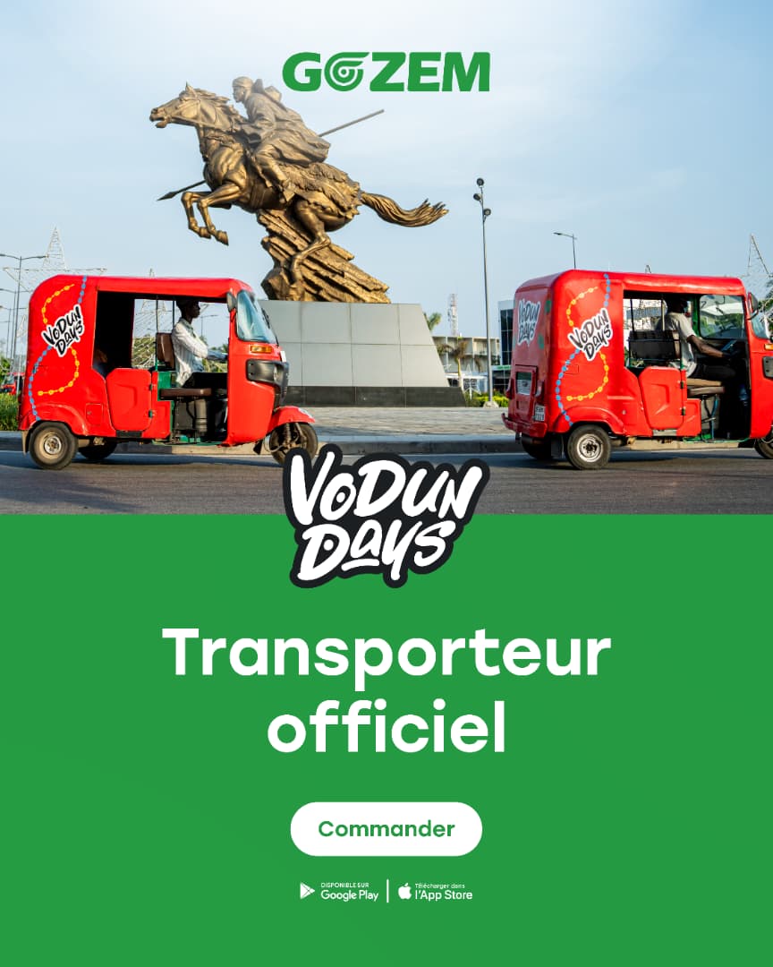 𝗗𝗲́𝗽𝗹𝗮𝗰𝗲𝘇-𝘃𝗼𝘂𝘀 𝗮𝘃𝗲𝗰 <a href="/GozemBJ/">GOZEM Benin 🇧🇯</a> 𝗽𝗲𝗻𝗱𝗮𝗻𝘁 𝗹𝗲𝘀 𝗩𝗼𝗱𝘂𝗻 𝗗𝗮𝘆𝘀 𝟮𝟬𝟮𝟲 🚕 

Pour vivre pleinement les Vodun Days à Ouidah, choisissez la solution simple, rapide et sûre : 𝗚𝗢𝗭𝗘𝗠, 𝘁𝗿𝗮𝗻𝘀𝗽𝗼𝗿𝘁𝗲𝘂𝗿 𝗼𝗳𝗳𝗶𝗰𝗶𝗲𝗹 𝗱𝗲 𝗹’𝗲́𝘃𝗲́𝗻𝗲𝗺𝗲𝗻𝘁.