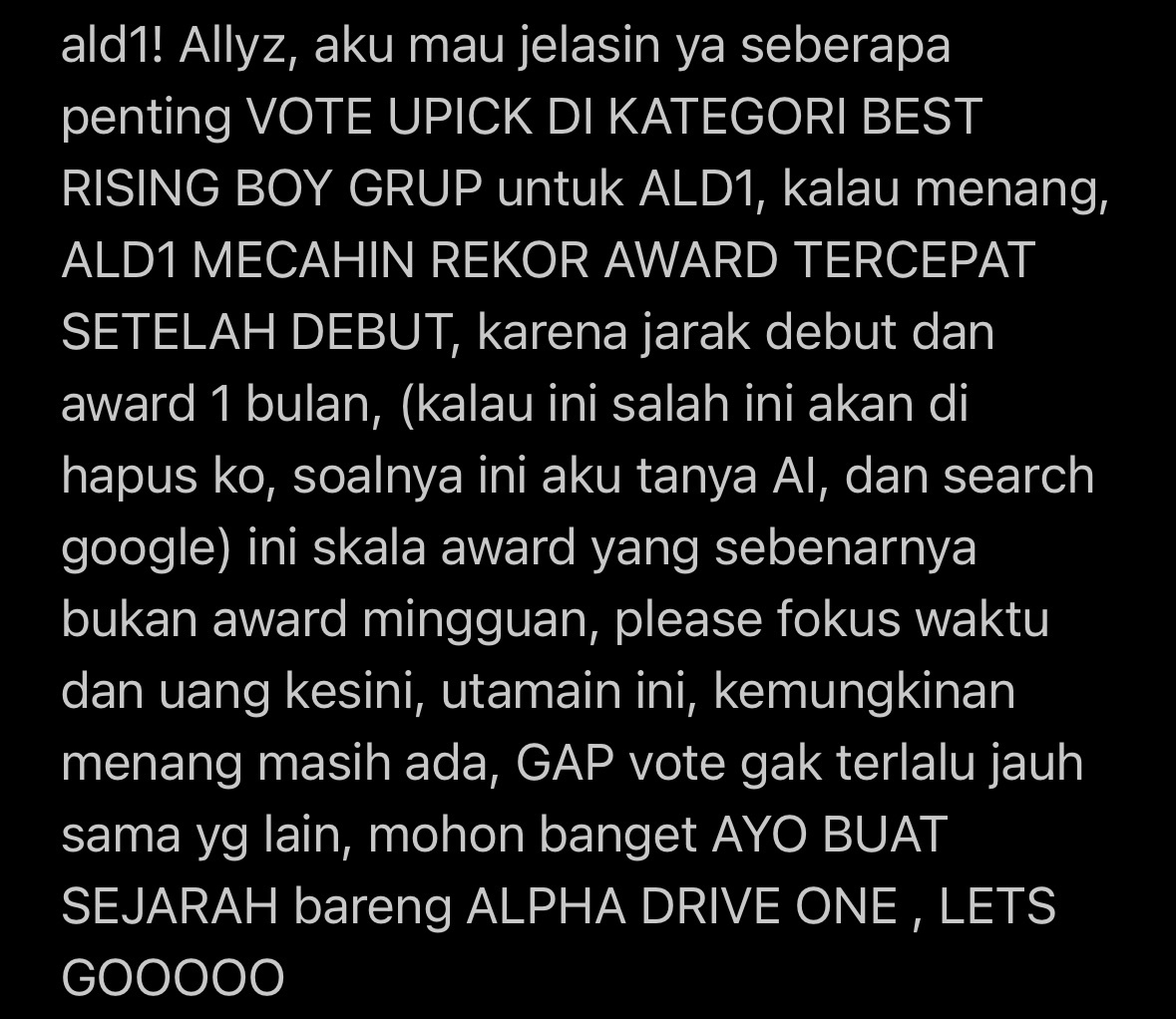ALD1_fess's tweet image. ald1!  Allyz dan untuk seluruh stan solo please stop saling war, fokus sukseskan debut dan kasih mereka award, kalian pasti tau seberepa bekerja kerasnya bias masing2 selama ini supaya bisa debut di ALD1 jadi ayoo, please 🙏🏻