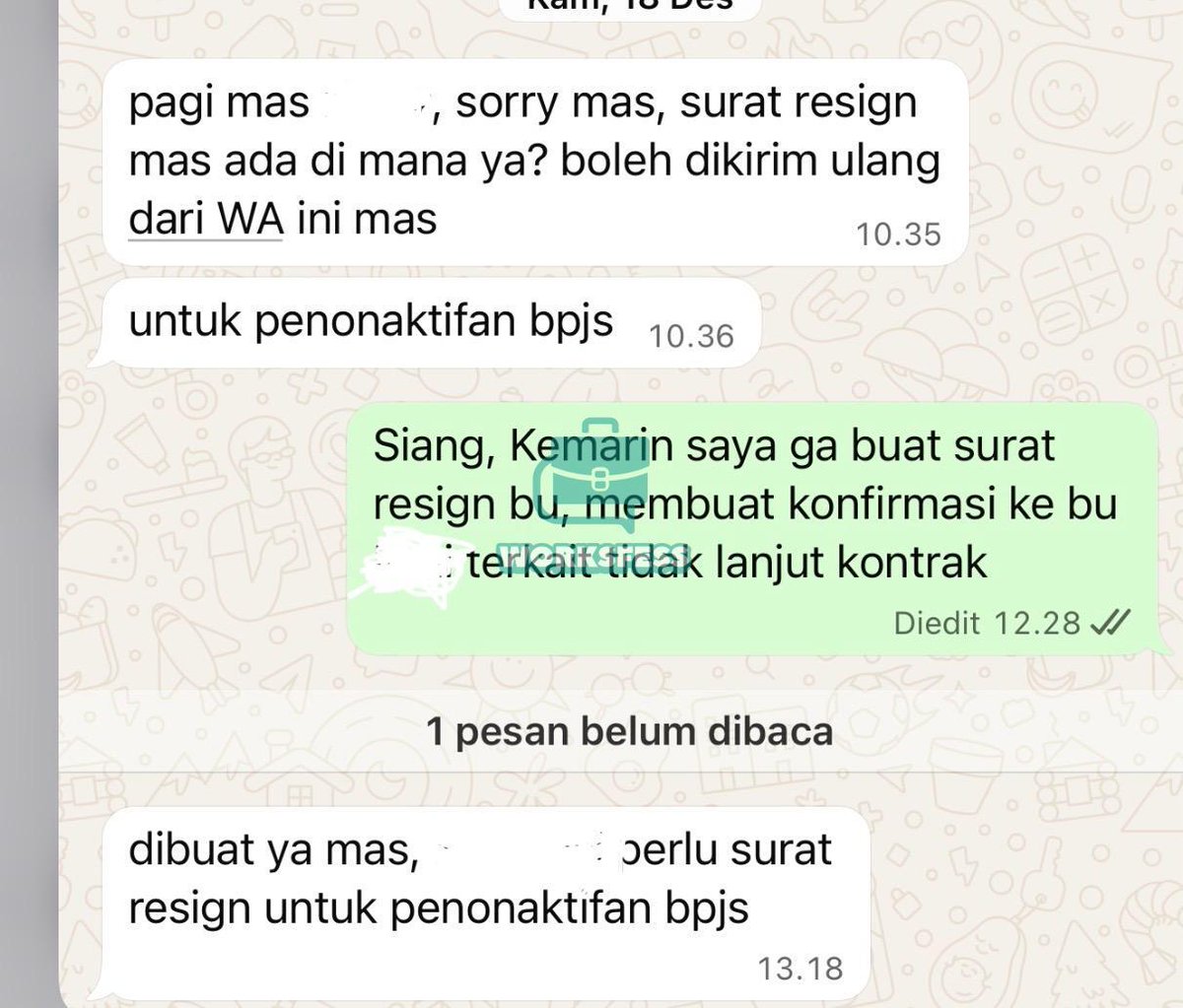 worksfess's tweet image. work! izin mau tanya, kalau gak lanjutin kontrak memang harus pakai surat resign ya? Kan aku gak resign, mohon pencerahannya yaa. Ada concern ga sih kalau aku buat surat resign?. Terima kasih
