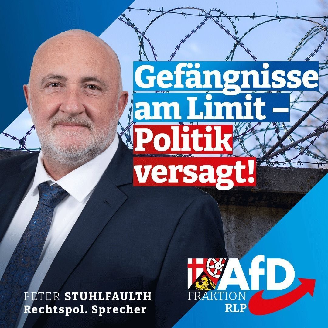 AfDFraktionRLP's tweet photo. #Justizvollzug am Limit! Wir hätten eine kleine Entlastung unterstützt – aber Ampel &amp; CDU bringen last-minute Änderungsantrag ohne Debatte. So geht Parlament nicht.
Wir lehnen das Gesetz ab. 
#Justiz #Landtag #Transparenz #Gesetzgebung #AfD #AfDFraktion #RLP #Stuhlfauth https://t.co/QbU7Itojgb