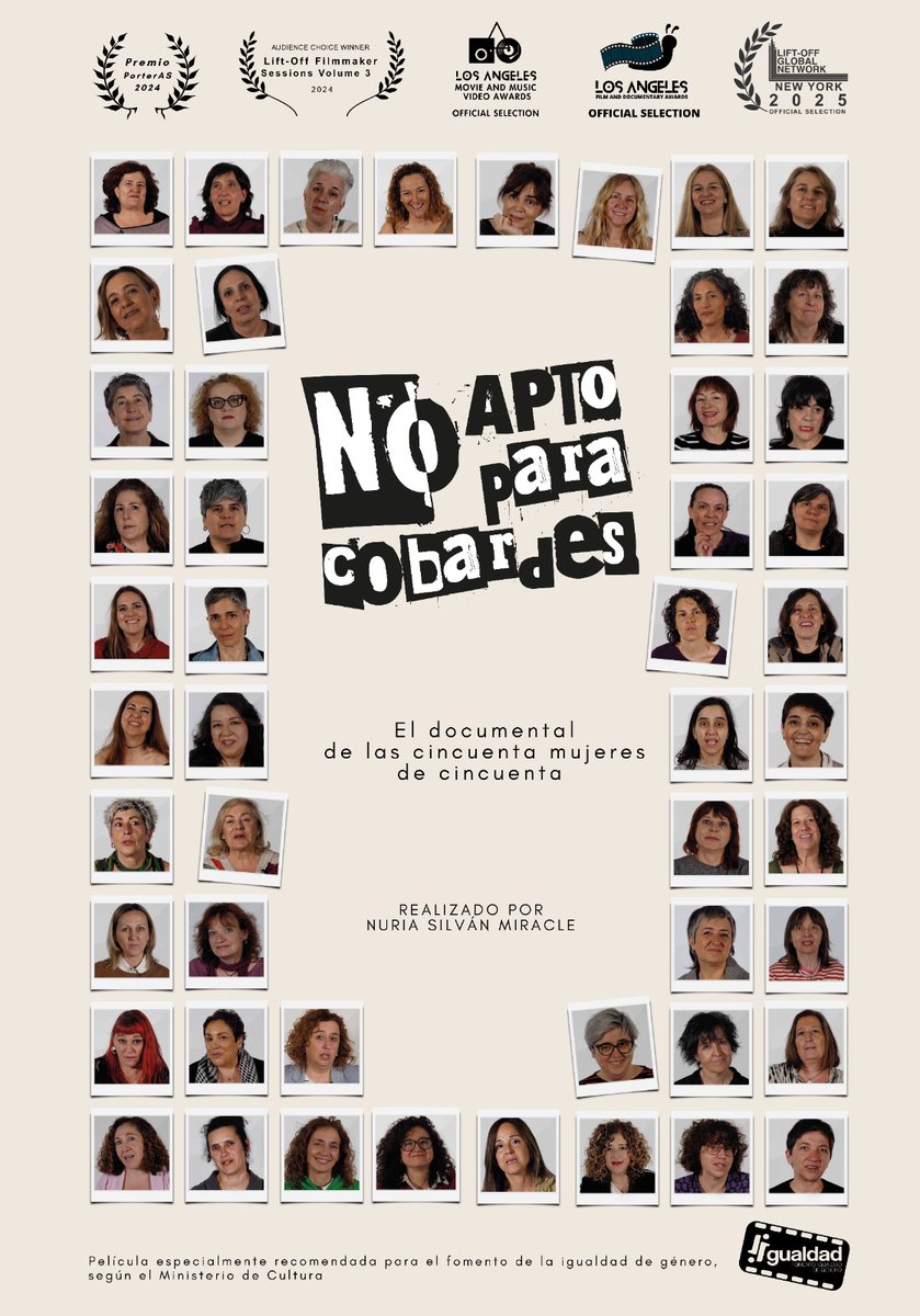 Dos nuevas proyecciones de "No apto para cobardes". Las cincuenta mujeres de cincuenta ARRANCAN 2026 👇🏼
- `16 ENERO` / 19:30: *La Villana*. C/ Sierra de Alquife 12 (Madrid)
- `23 ENERO` / 17:00: *Espacio cultural "Juan Ignacio Álvarez"* (Valladolid). noaptoparacobardes.com