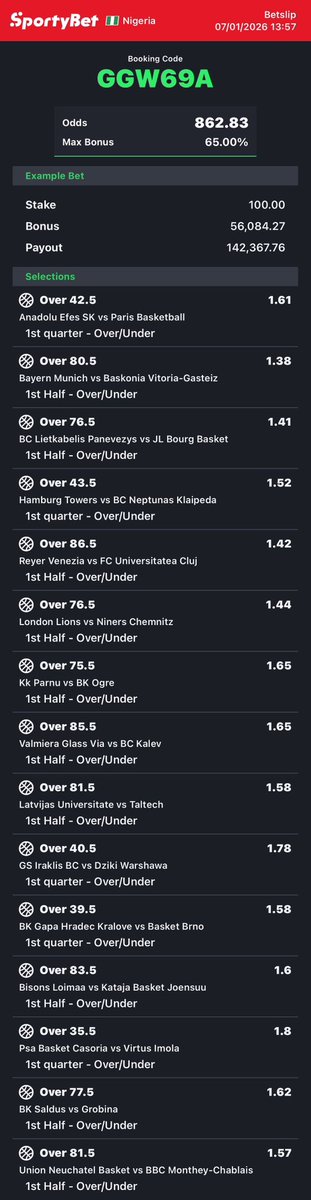 GGW69A

From the spreadsheet 

800 odds