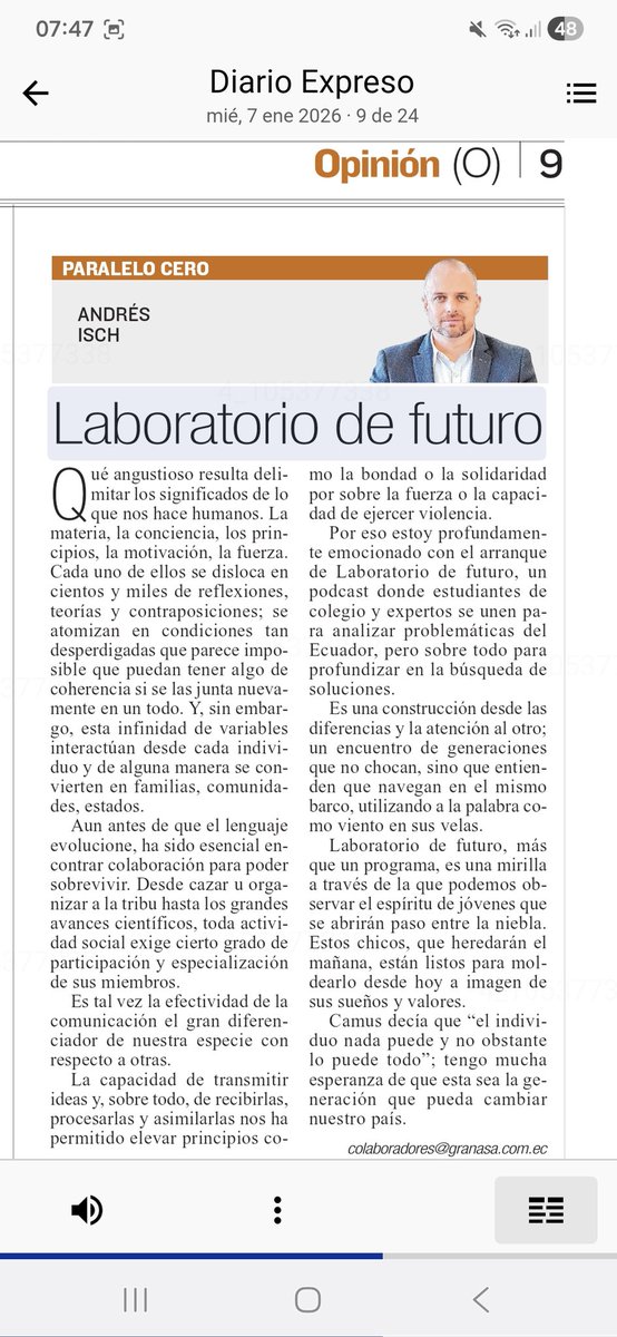 Laboratorio de Futuro es una mirilla a través de la que podemos observar el espíritu de jóvenes que se abre paso. Ellos, que heredarán el mañana, están listos para moldearlo desde hoy a imagen de sus sueños y valores. “El individuo nada puede y no obstante lo puede todo”, Camus