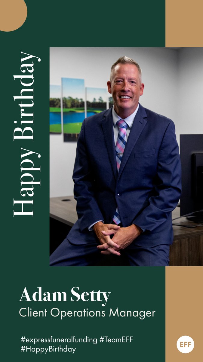 Happy Birthday to our Client Operations Manager, Adam Setty! Thank you for everything you do! We hope you have a wonderful day! 
#EFFManagement #HappyBirthday #TeamEFF #ExpressFuneralFunding