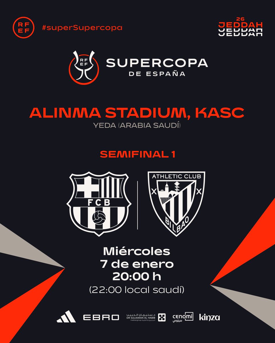 Un duelo histórico para alzar el telón de esta #superSupercopa.

<a href="/FCBarcelona_es/">FC Barcelona</a> y <a href="/AthleticClub/">Athletic Club</a> se verán las caras este miércoles 7 de enero por un hueco en la gran final.

👨🏻‍💻 La previa: rfef.es/es/noticias/du…