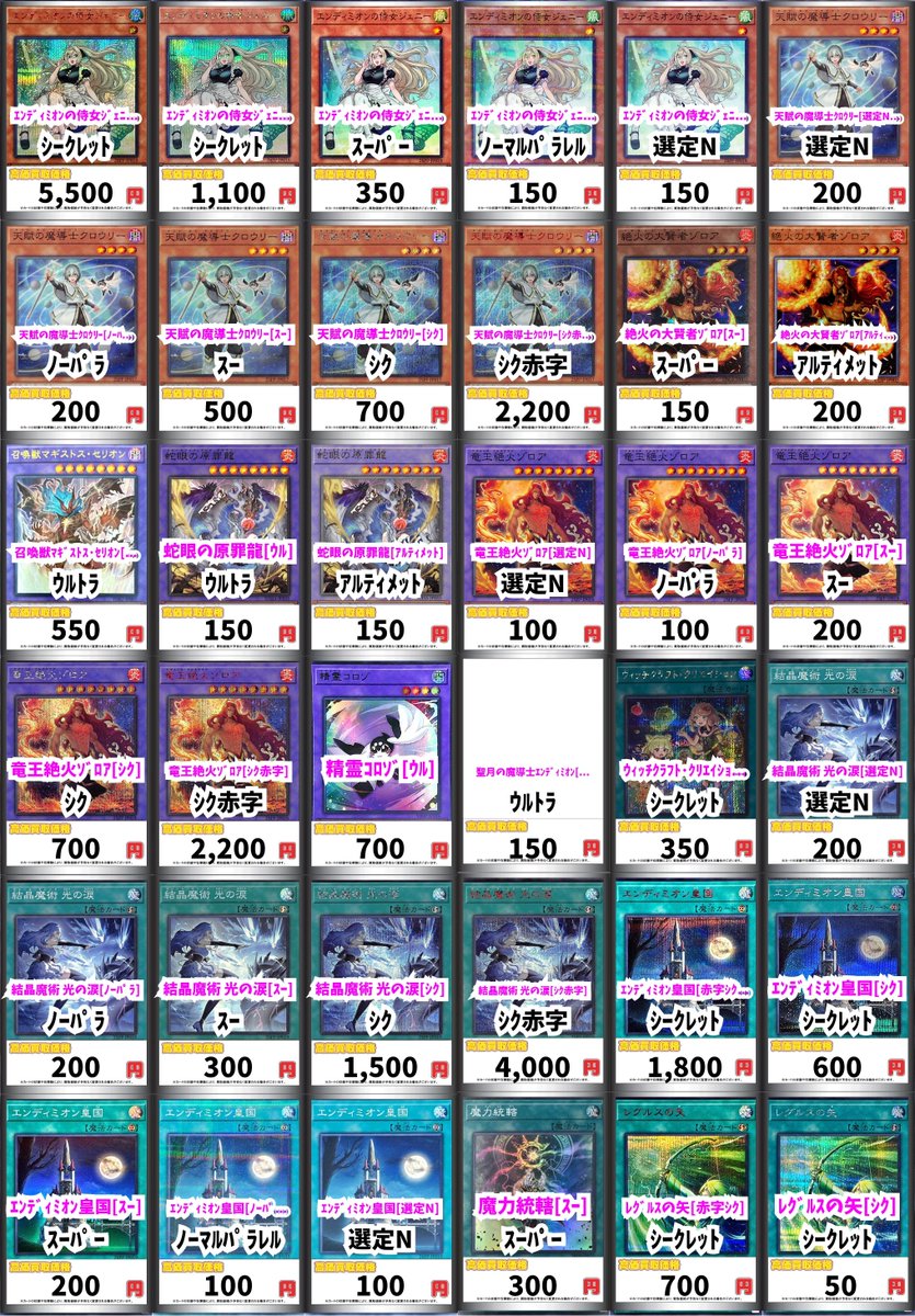 遊戯王 買取 ｳｨｯﾁｸﾗﾌﾄ・ｸﾘｴｲｼｮﾝ[ｼｸ]350 絶火の大賢者ｿﾞﾛｱ[ｽｰ]150 魔力