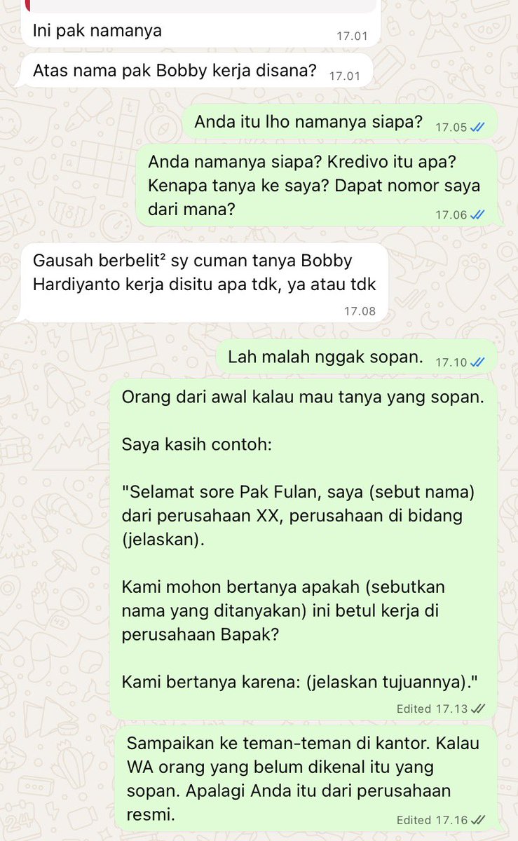 hasyimmah's tweet image. Kredivo itu perusahaan apa sih? Karyawannya kalau WA nggak sopan begini?

Tanya-tanya internal perusahaan orang lain tapi nggak sopan kayak gini.