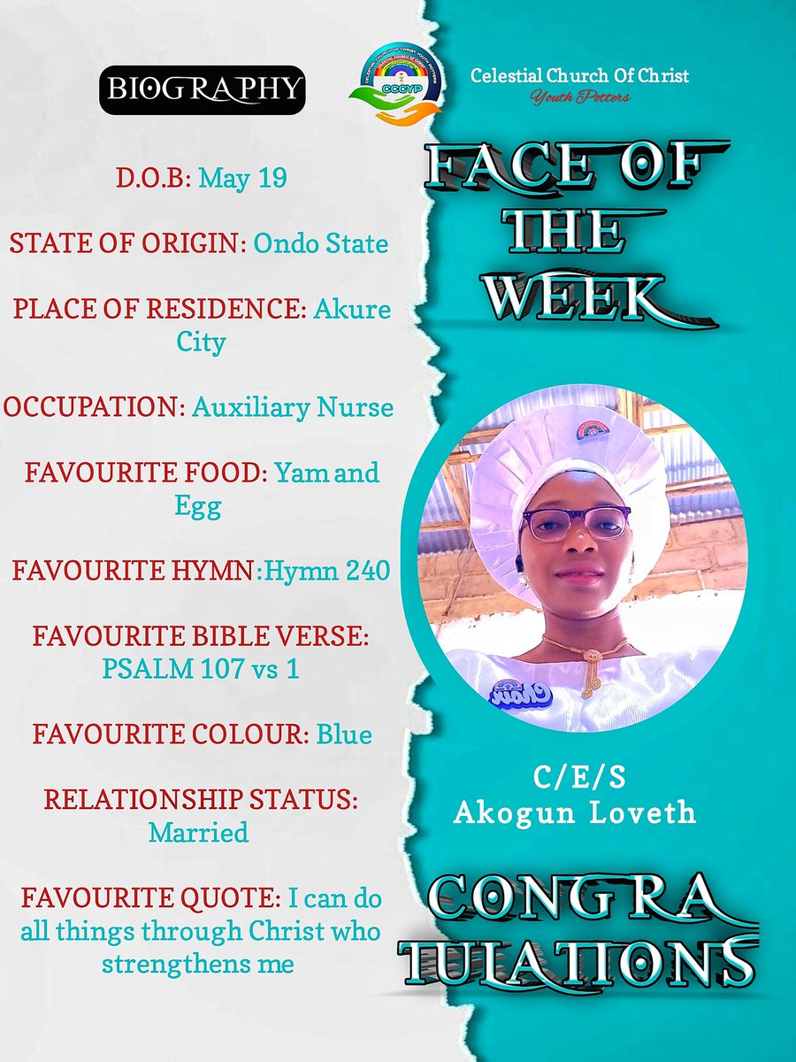 ccc_Ythpotters's tweet photo. Hallelujah, Family! 🙌💜
Let’s celebrate our Face of this Week @⁨LOVELY DAMSEL AFC⁩ 

We appreciate you for being a  Potters member. May the Almighty God enlarge your coast, strengthen your commitment, and bless your journey
See you at the top https://t.co/a3U2zLvUzz
