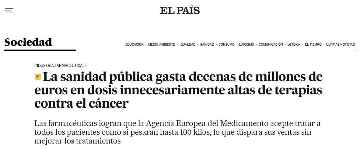 sefh_'s tweet photo. “La evidencia no apoya que la dosificación fija sea más segura“, explica @GarbineLizeaga, @gedefo_sefh  portavoz de la SEFH en @el_pais 

La evidencia científica disponible indica que, en algunas inmunoterapias oncológicas, no hay diferencias clínicamente relevantes en eficacia ni seguridad entre distintos modelos de dosificación

“A diferencia de otros fármacos oncológicos, en estas inmunoterapias no existe una relación directa entre dosis y toxicidad, por lo que recibir cantidades más elevadas del fármaco no repercute negativamente en la seguridad del paciente“

Un debate que pone el foco en la evaluación continua de la evidencia y el uso eficiente de los recursos sanitarios

🔗 https://t.co/IBZjGN24KI