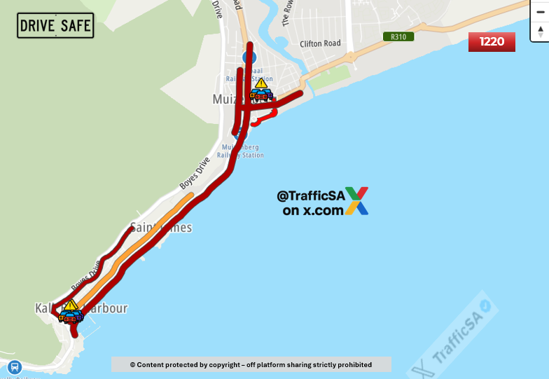 TrafficSA's tweet photo. Cape Town - Live View:   South Peninsula congestion 
#KalkBay #Muizenberg https://t.co/MihmRVjn6f