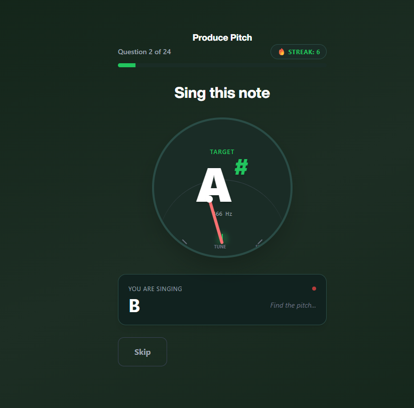InTechTrenches's tweet photo. I wanted a way to train for perfect pitch without needing to sit at a piano.

so I built  a webapp that  detects the key you sing in real-time, so you can practice your ear anywhere using just your voice.

link: https://t.co/qrMvCHmHZV

#SideProject #PerfectPitch #WebDev #REACT https://t.co/pxrf7RK7lT