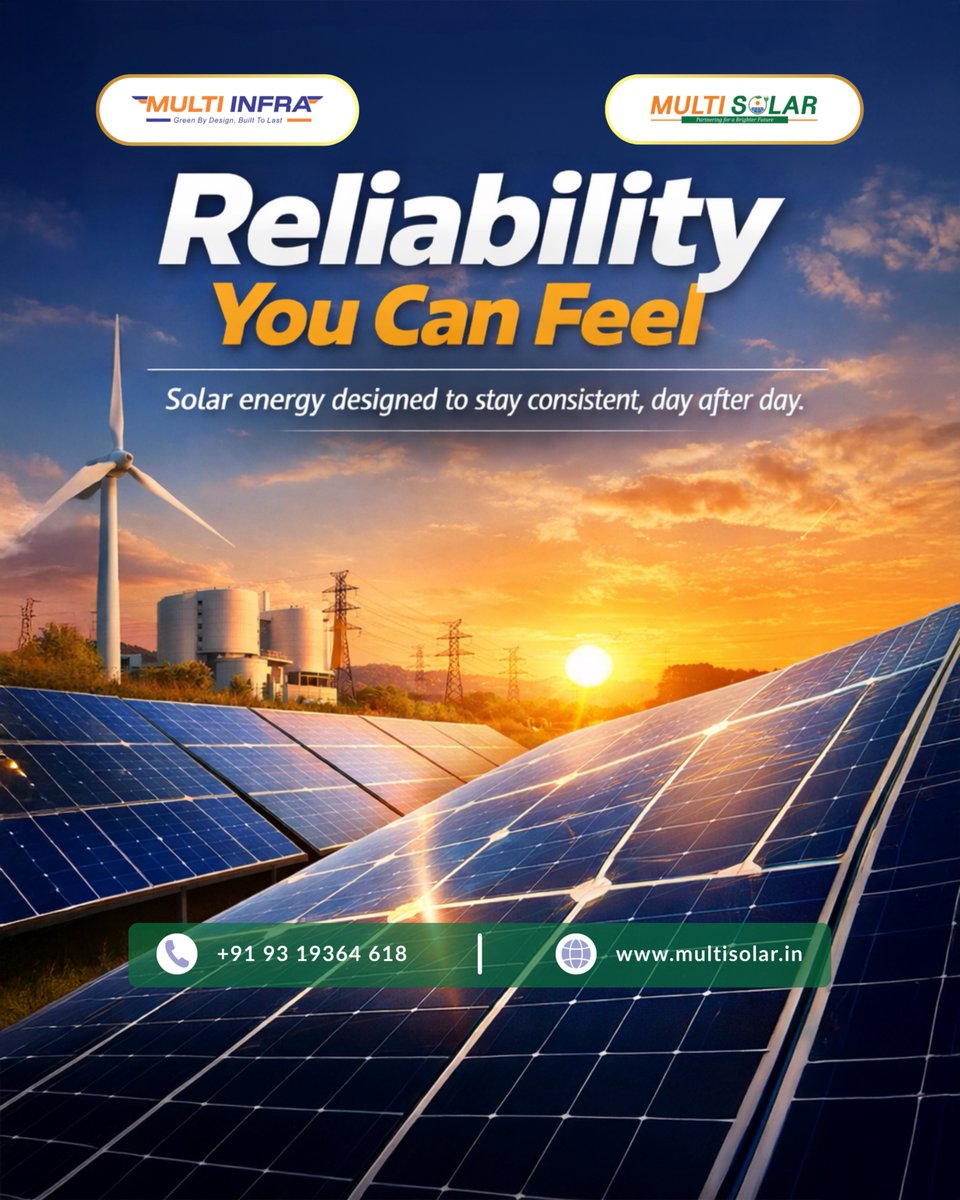 multisolar_in's tweet image. Reliability is not something you notice once.
It is something you feel every single day.

That is what well designed solar is meant to do.

#MultiSolar #ReliableEnergy #SolarThatLasts #CleanPower #EnergyYouCanTrust #SustainableIndia #FutureReadyEnergy #SolarSolutions