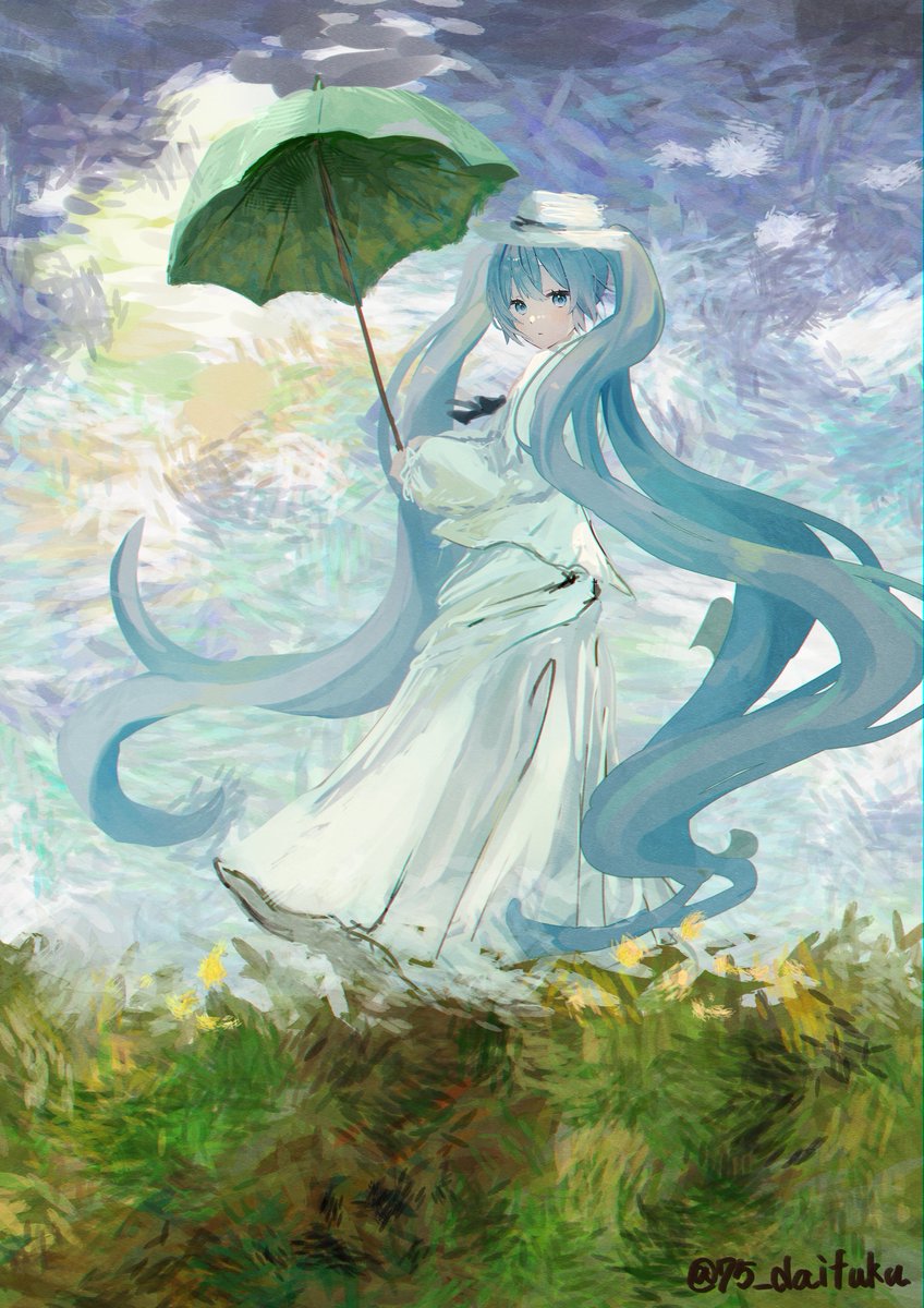 こんな感じの絵画パロ、また描きたい　#初音ミク