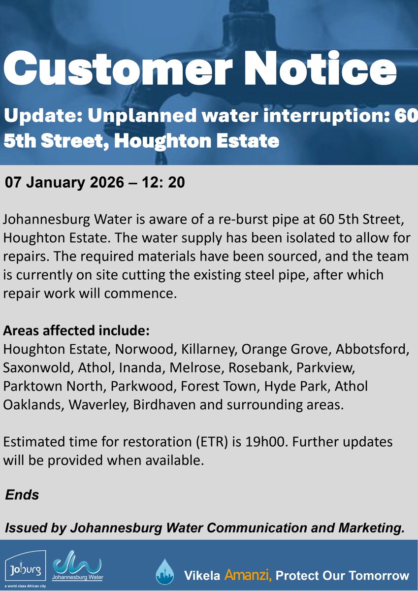 Johannesburg Water tweet media