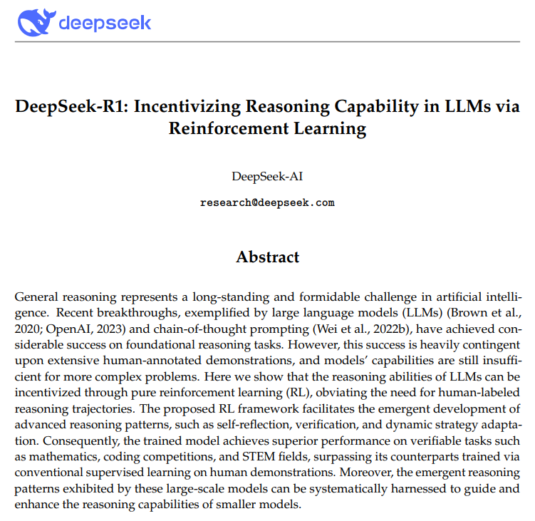 DeepSeek-R1 paper first page