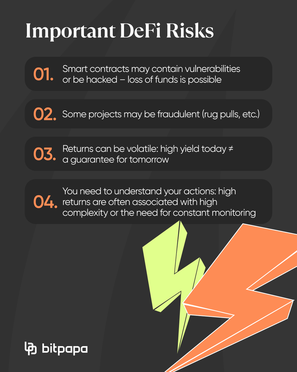 Bitpapa_com's tweet image. ⭐️ DeFi (Decentralized Finance) refers to decentralized financial services that are not regulated by the government or banks. This system gained popularity alongside the development of altcoins.

Bitpapa compared the pros and cons of this decentralized financial system.