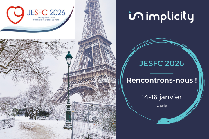 ImplicityFrance's tweet photo. L’équipe Implicity vous attend aux #JESFC2026 ! 🚀
Venez échanger avec nos experts et bénéficier d'une démo.
📍 Stand 91, Hall Havane (Niv. 3) 📅 14-16 janv.
Hâte de vous retrouver ! 

#Cardiologie #IA #SantéNumérique @SFCardio https://t.co/pUxC9iZVcg