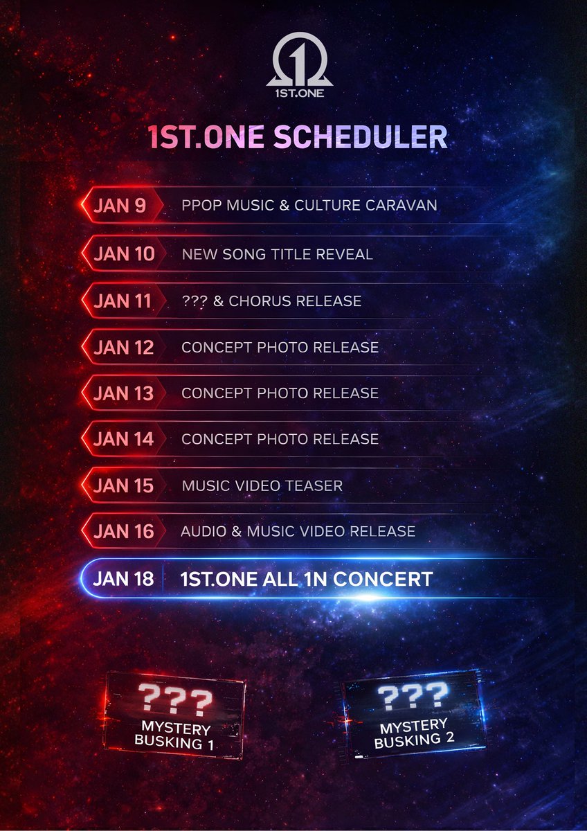 Scheduler is out! You don’t want to miss any of these! 💯

ALL 1N Finale Concert 🔥
📅January 18 | Sunday | 6PM
📍SM North Edsa Skydome
🎟️ Ticket 👉 smtickets.com/events/view/15…
*Also available in all SM ticketing outlets nationwide! 

#1stOne #1stOneALL1N