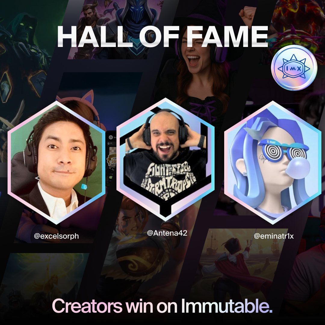 Immutable's tweet photo. ✨December Creator Showcase✨ 

Last month, we were incredibly impressed by creators doing impressive content with setting up special scenes and storytelling! 

Check out these three amazing creators we're adding to our Hall of Fame who engaged viewers by adding that special personal touch: 

-@excelsorph at the library — @CallofMythWeb3 https://t.co/IF8AjqaPrd 

-@Antena42 running away from monsters — @Nebula3_GameFi https://t.co/l0CslMS88y

-@eminatr1x sharing her childhood story of playing MMORPGs — @Mintory_labs  https://t.co/By5sB3naP0

Go show them some love and follow their work!  

And if you’ve seen other Immutable creators doing awesome things, drop them in the comments👇
