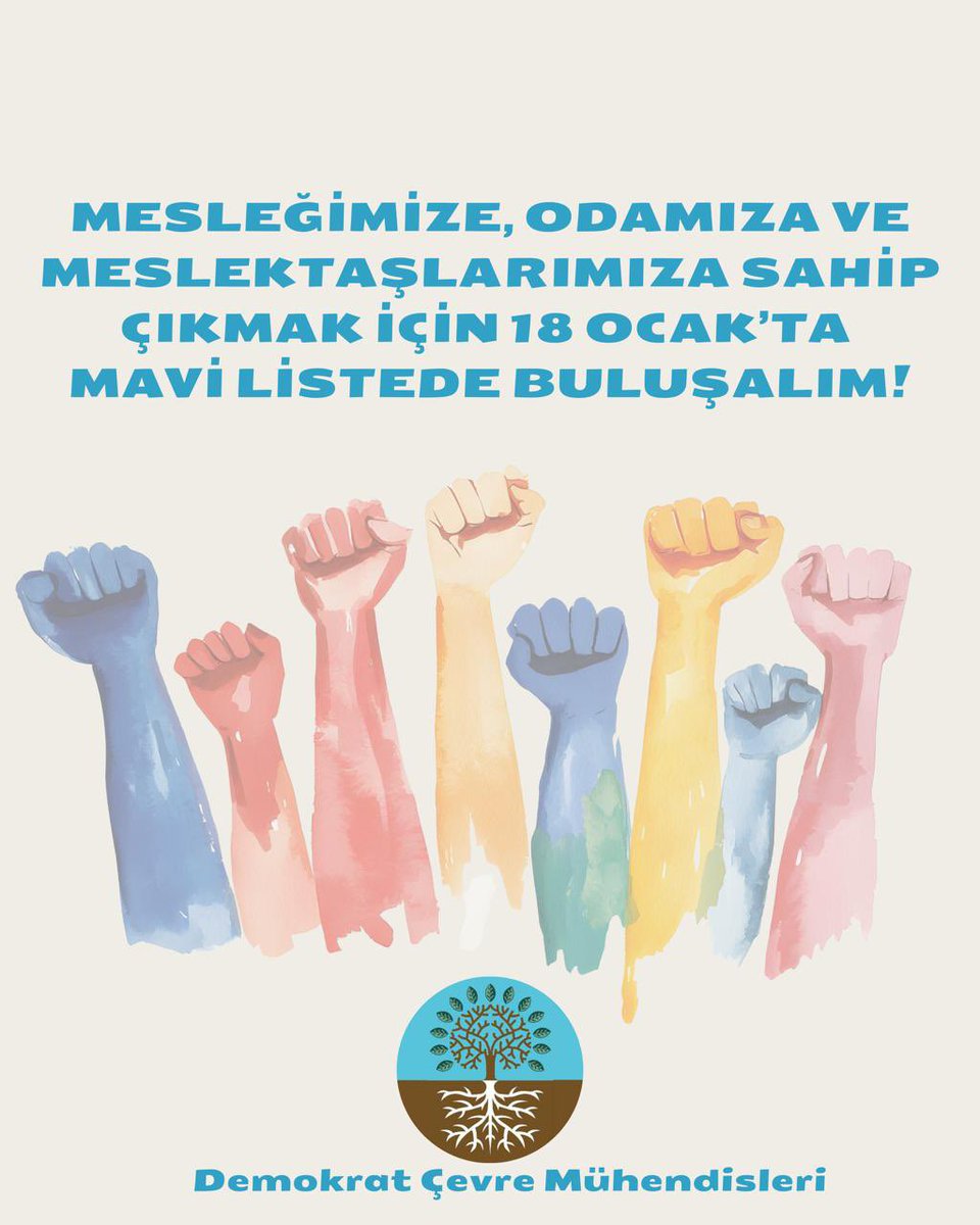 Mesleğimize, odamıza ve meslektaşlarımıza sahip çıkmak için 18 Ocak’ta mavi listede buluşalım!

#DemokratÇevreMühendisleri