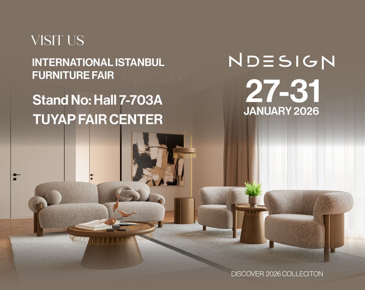 GulecAbdulselam's tweet photo. 27-31 Ocak 2026 tarihinde yapılacak olan uluslararası İstanbul fuarına sizi TÜYAP,
7 HAL 703 A NdesigN standımızda görmekten mutlu oluruz.

We would be delighted to see you at our TÜYAP 7 HAL 703 A NdesigN stand at the international Istanbul Fair, 
#Riyadh #Dubai #Milano #paris https://t.co/lcWRpyJy8o
