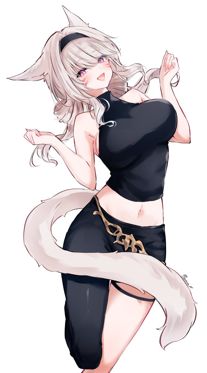 今年最初の絵は自キャラのミコッテちゃん