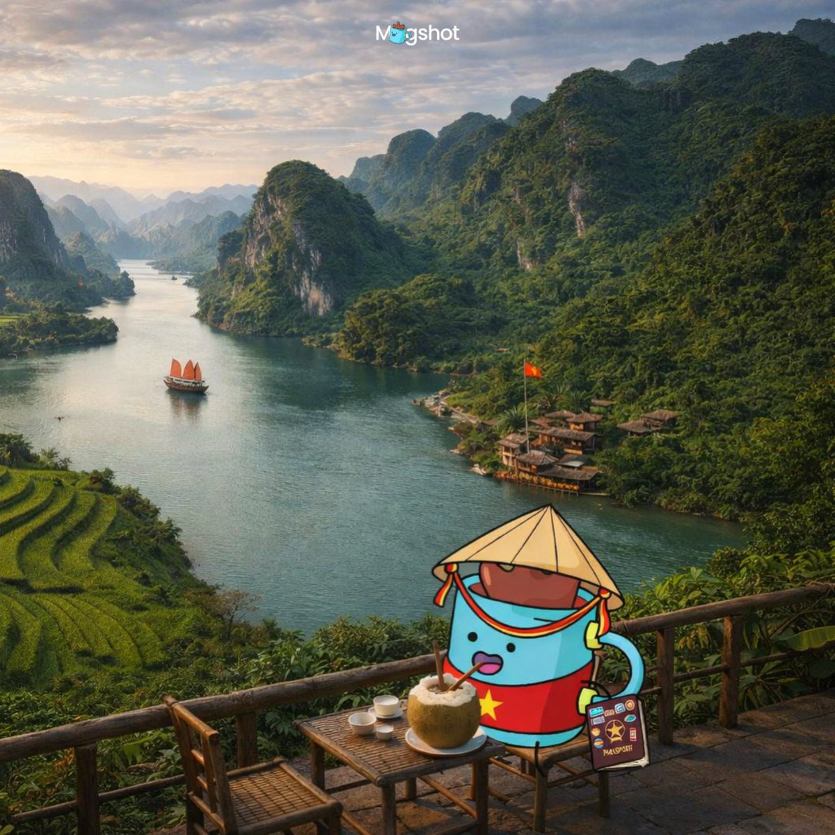 mugshot_vet's tweet image. Muggie's reusable mug has now travelled through more than 10 countries, but never has it tasted something as dangerously addictive as Vietnamese coconut coffee boosted with some B3TR rewards. 👀 

Muggie declares Vietnam ‘the tropical capital of caffeine joy’. 🇻🇳 ☕️ 

👉🏼…