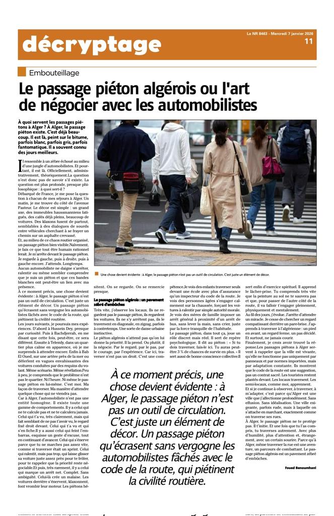 cercatrova76's tweet photo. Je partage mon article publié dans l’édition du 7 janvier de La Nouvelle République.
Le passage piéton à Alger, ou l’art de négocier avant de traverser ⤵️
 https://t.co/mf2PI4jiCP

#Alger #Algerie #chroniquesurbaines https://t.co/BAUsLTr1I3