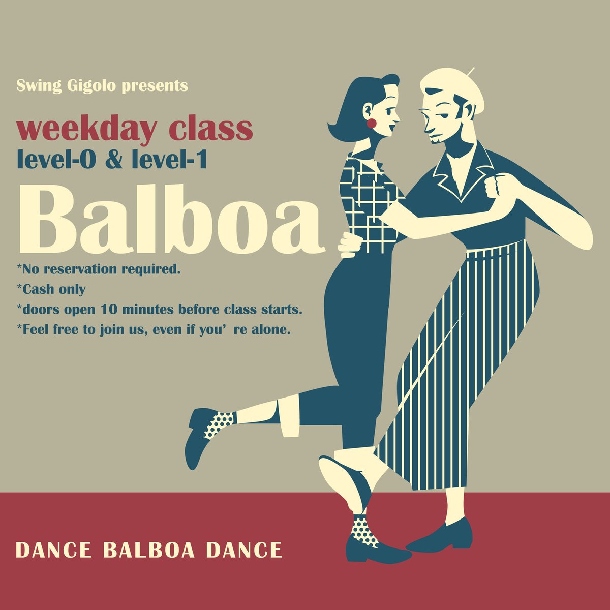 2026年はBalboaというダンスを始めて見ませんか？
お洒落してスウィングジャズで踊るパートナーダンスです。
1/8(木）18:50から下高井戸で！
詳細は下記リンクをチェック！！
swing-jack.com/classes.html